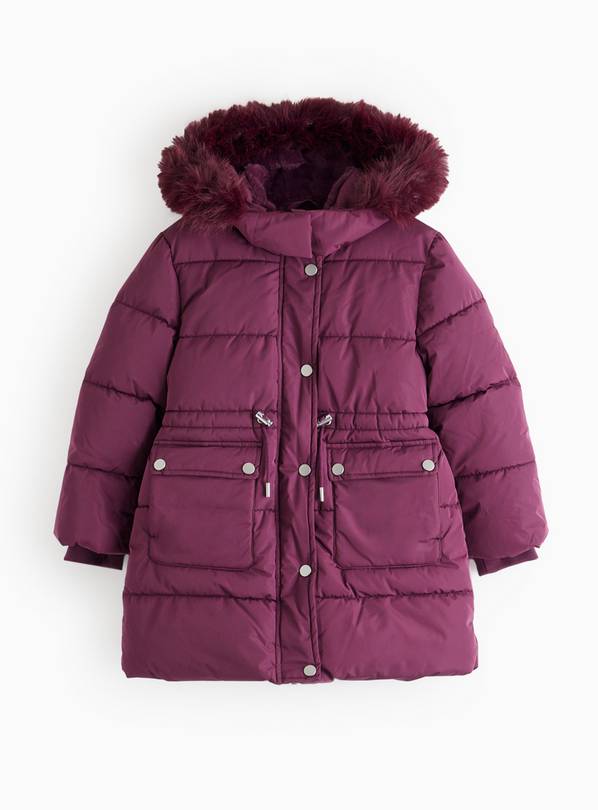 Burgundy Puffer Coat 13-14 years